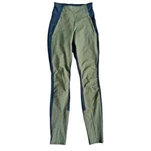 Athleta High Waisted Leggings Zip Pockets Olive Athleta Slimming Pants Size 2